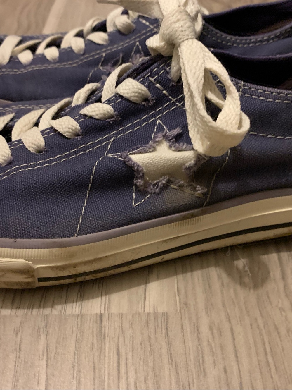 Converse Navy Canvas One Star Sneakers with White Laces